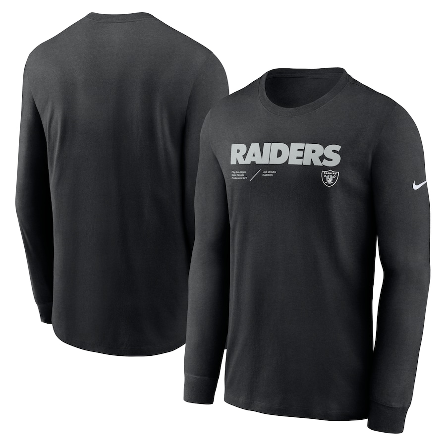 Las Vegas Raiders Football Black Sideline Infograph Lock Up Performance Long Sleeve T-Shirt - Man Las Vegas Raiders Football Black Sideline Infograph Lock Up Performance Long Sleeve T-Shirt - Man