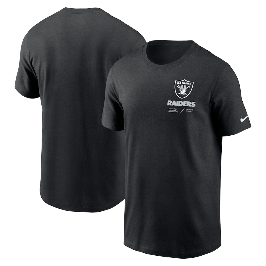 Las Vegas Raiders Football Black Sideline Infograph Lockup Performance T-Shirt - Man Las Vegas Raiders Football Black Sideline Infograph Lockup Performance T-Shirt - Man