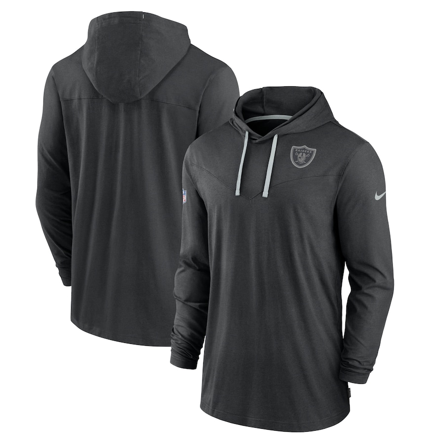 Las Vegas Raiders Football Black Sideline Pop Performance Pullover Long Sleeve Hoodie T-Shirt - Man Las Vegas Raiders Football Black Sideline Pop Performance Pullover Long Sleeve Hoodie T-Shirt - Man