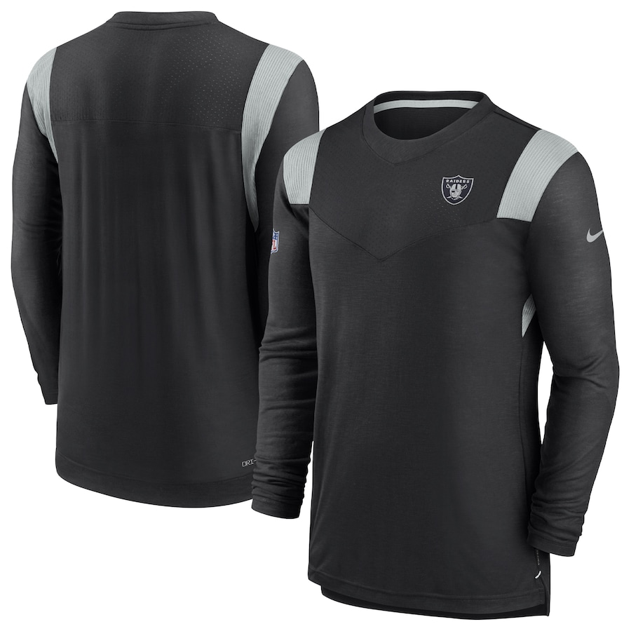 Las Vegas Raiders Football Black Sideline Tonal Logo Performance Player Long Sleeve T-Shirt - Man Las Vegas Raiders Football Black Sideline Tonal Logo Performance Player Long Sleeve T-Shirt - Man