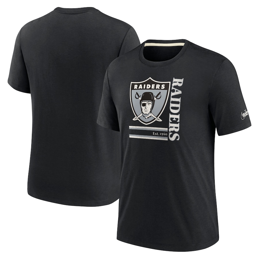 Las Vegas Raiders Football Black Wordmark Logo Tri-Blend T-Shirt - Man