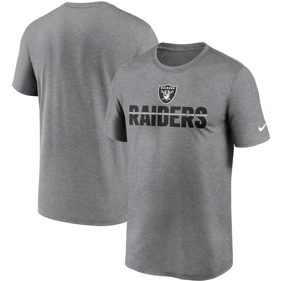 Las Vegas Raiders Football Heathered Charcoal Legend Microtype Performance T-Shirt - Man Las Vegas Raiders Football Heathered Charcoal Legend Microtype Performance T-Shirt - Man