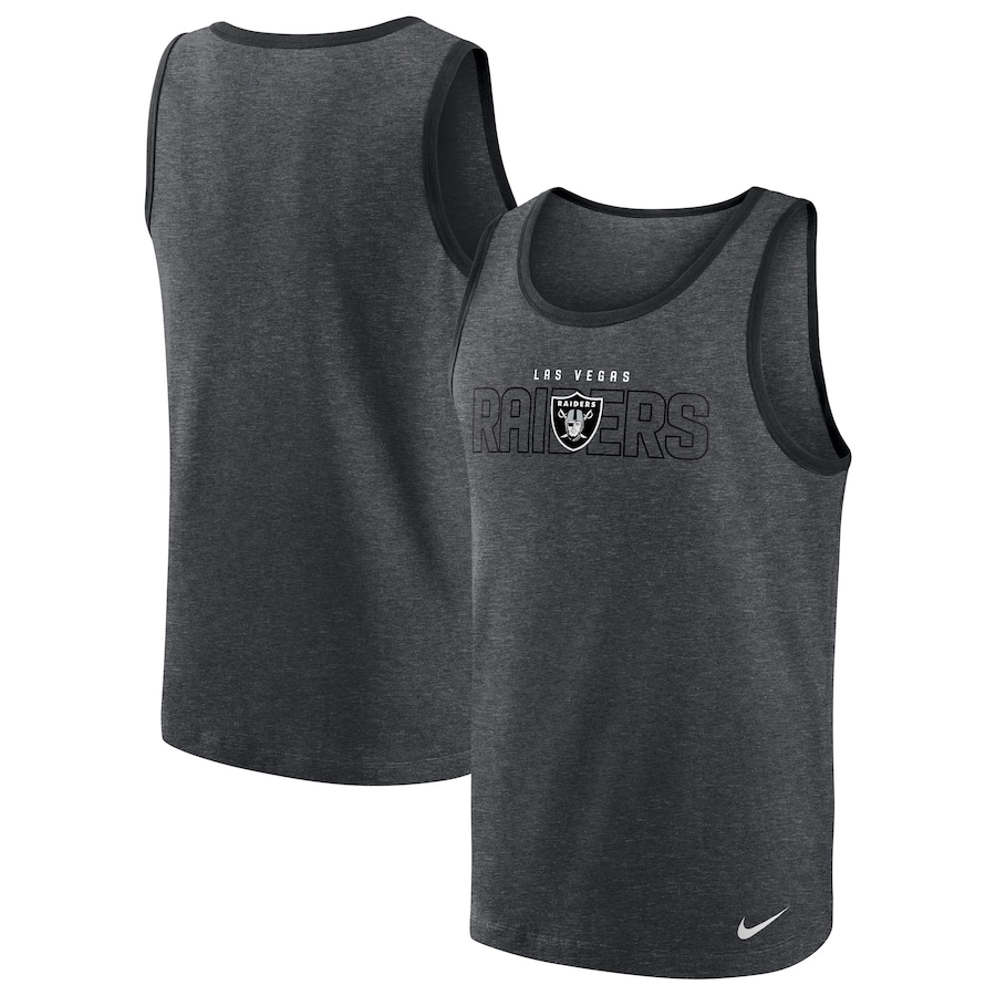Las Vegas Raiders Football Heathered Charcoal Tri-Blend Tank Top - Man