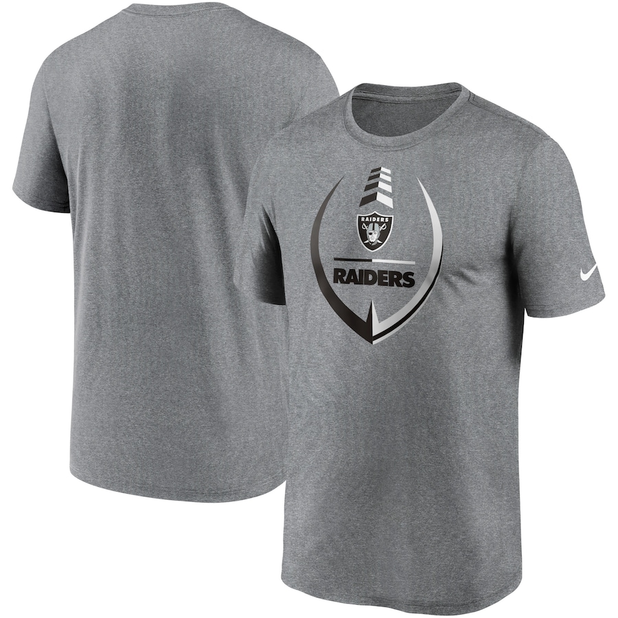 Las Vegas Raiders Football Heathered Gray Icon Legend Performance T-Shirt - Man
