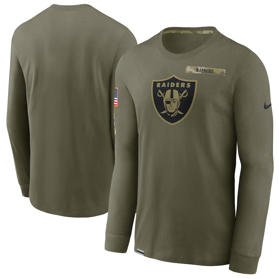 Las Vegas Raiders Football Olive 2021 Salute To Service Performance Long Sleeve T-Shirt - Man Las Vegas Raiders Football Olive 2021 Salute To Service Performance Long Sleeve T-Shirt - Man