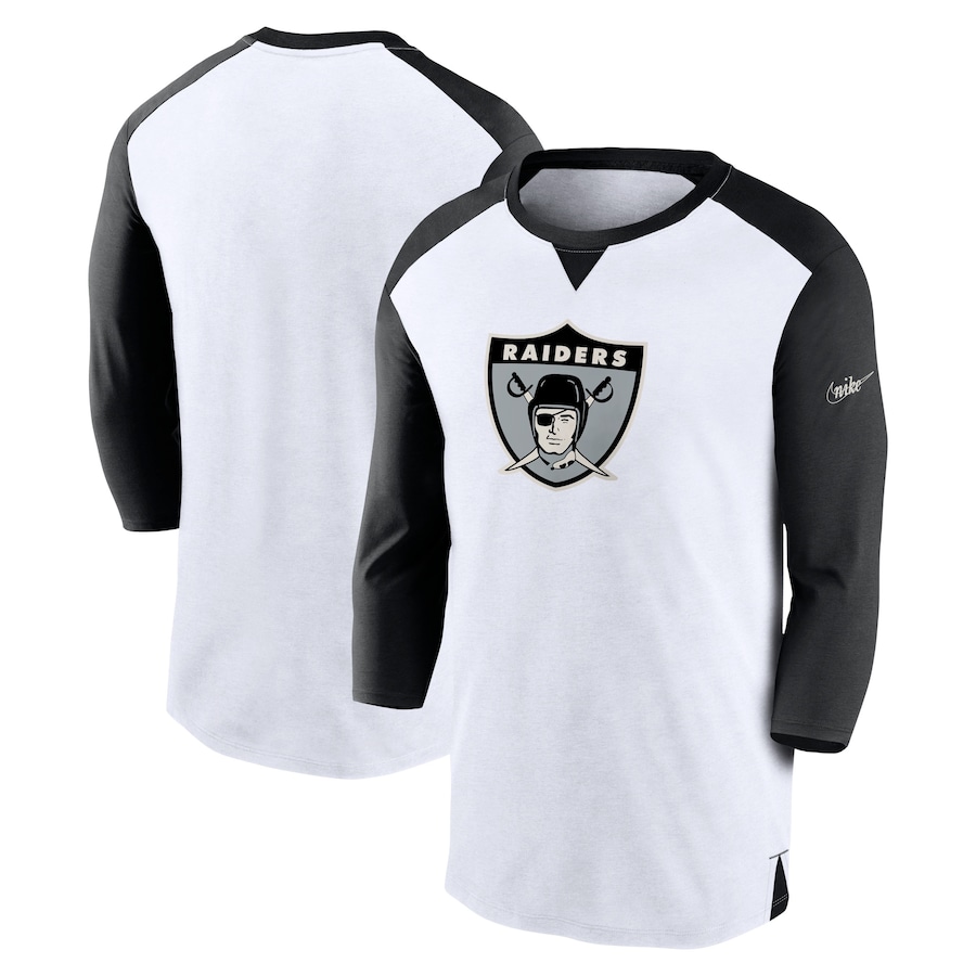 Las Vegas Raiders Football White/Black Rewind 3/4-Sleeve T-Shirt - Man Las Vegas Raiders Football White/Black Rewind 3/4-Sleeve T-Shirt - Man
