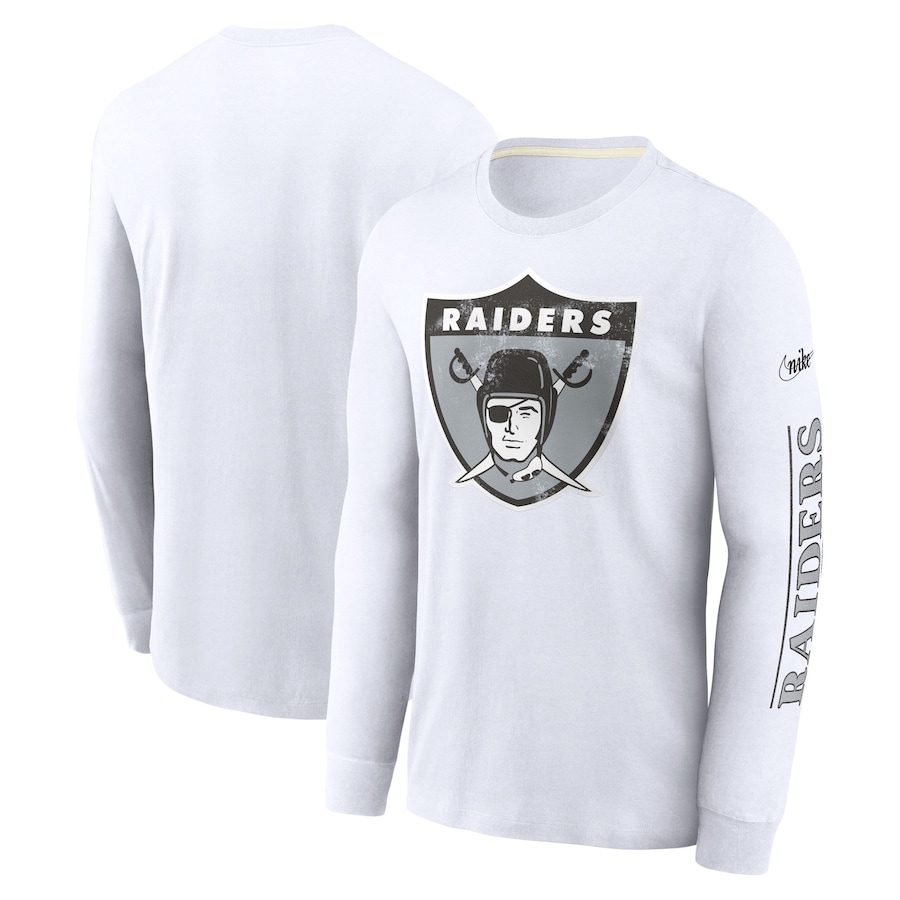 Las Vegas Raiders Football White Fashion Tri-Blend Long Sleeve T-Shirt - Man Las Vegas Raiders Football White Fashion Tri-Blend Long Sleeve T-Shirt - Man