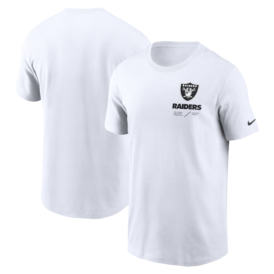Las Vegas Raiders Football White Sideline Infograph Lockup Performance T-Shirt - Man Las Vegas Raiders Football White Sideline Infograph Lockup Performance T-Shirt - Man