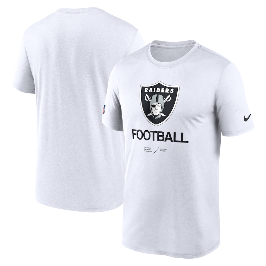 Las Vegas Raiders Football White Sideline Infograph Performance T-Shirt - Man