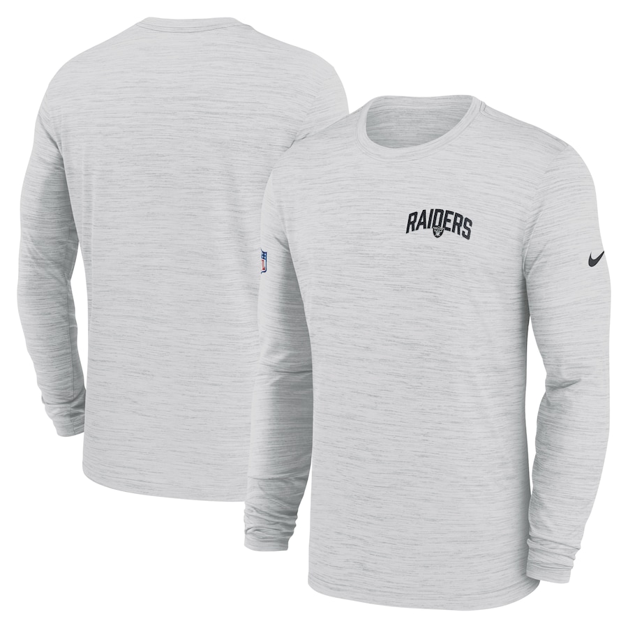 Las Vegas Raiders Football White Sideline Velocity Athletic Stack Performance Long Sleeve T-Shirt - Man Las Vegas Raiders Football White Sideline Velocity Athletic Stack Performance Long Sleeve T-Shirt - Man