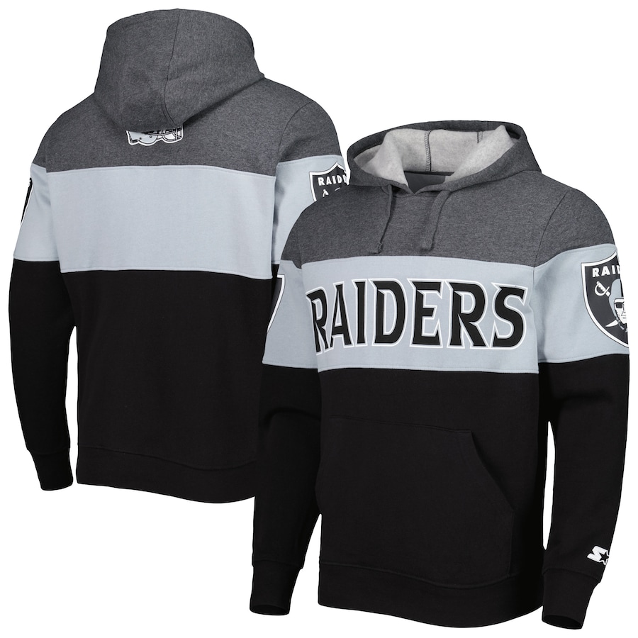 Las Vegas Raiders Starter Heather Charcoal/Black Extreme Pullover Hoodie - Man Las Vegas Raiders Starter Heather Charcoal/Black Extreme Pullover Hoodie - Man