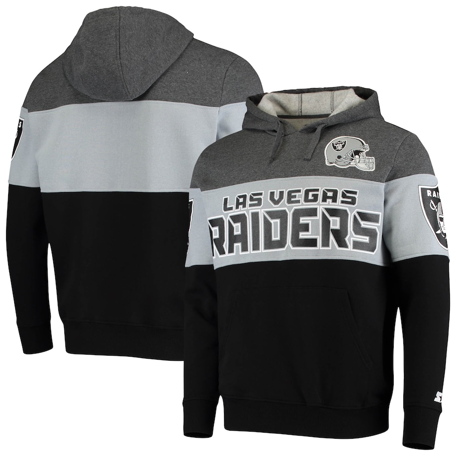 Las Vegas Raiders Starter Heathered Gray/Silver Extreme Fireballer Pullover Hoodie - Man Las Vegas Raiders Starter Heathered Gray/Silver Extreme Fireballer Pullover Hoodie - Man