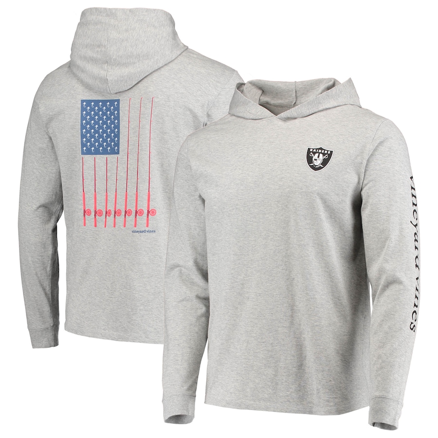 Las Vegas Raiders Vineyard Vines Heathered Gray Hoodie Long Sleeve T-Shirt - Man Las Vegas Raiders Vineyard Vines Heathered Gray Hoodie Long Sleeve T-Shirt - Man