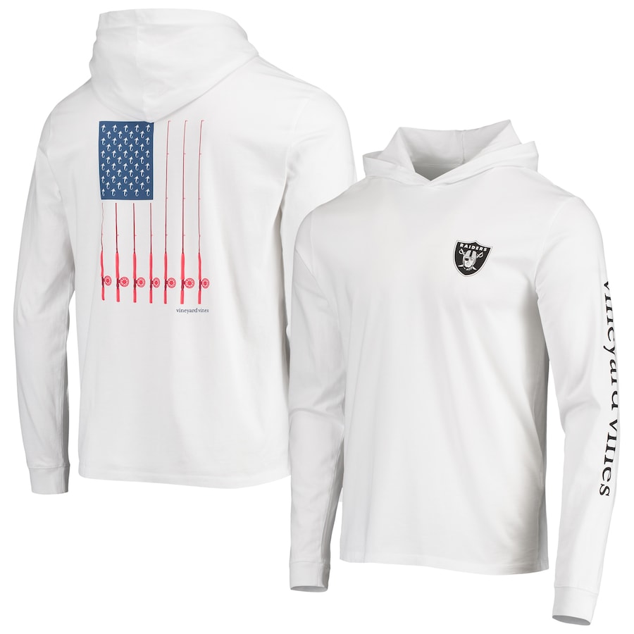Las Vegas Raiders Vineyard Vines White Hoodie Long Sleeve T-Shirt - Man Las Vegas Raiders Vineyard Vines White Hoodie Long Sleeve T-Shirt - Man