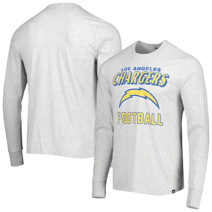 Los Angeles Chargers '47 Heathered Gray Dozer Franklin Long Sleeve T-Shirt - Man