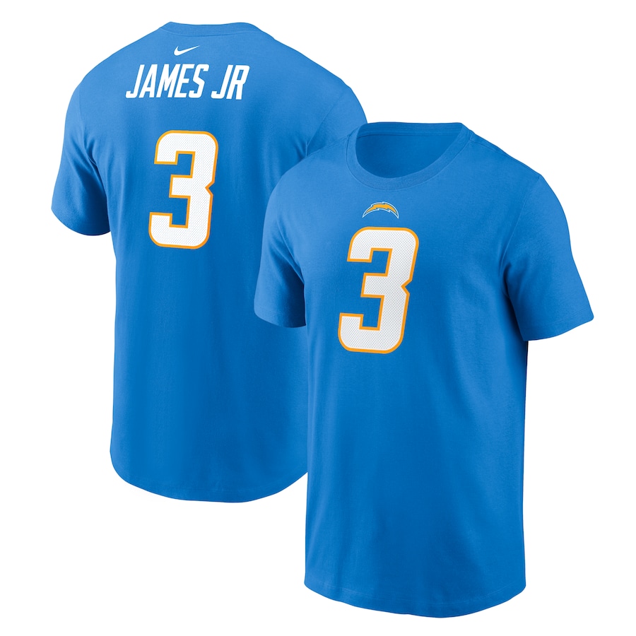 Los Angeles Chargers Derwin James Jr. Football Powder Blue Player Name & Number T-Shirt - Man Los Angeles Chargers Derwin James Jr. Football Powder Blue Player Name & Number T-Shirt - Man