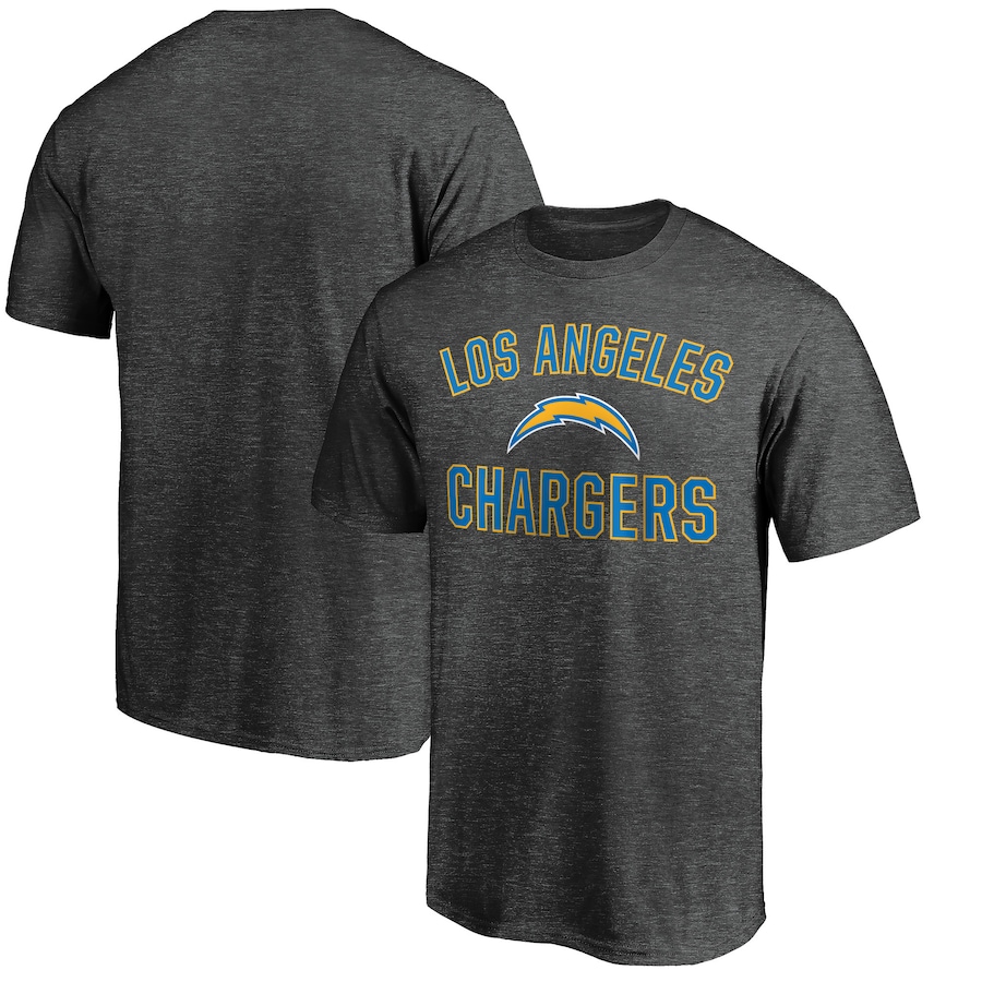 Los Angeles Chargers Charcoal Victory Arch Space Dye T-Shirt - Man Los Angeles Chargers Charcoal Victory Arch Space Dye T-Shirt - Man