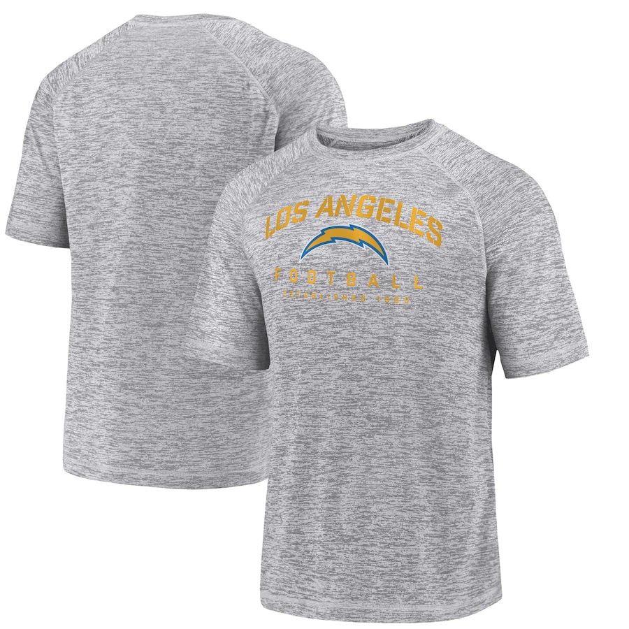 Los Angeles Chargers Gray Shade Battle Ready Raglan Space-Dye ?T-Shirt - Man Los Angeles Chargers Gray Shade Battle Ready Raglan Space-Dye ?T-Shirt - Man