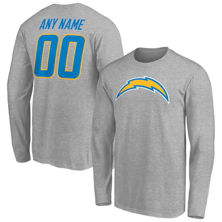 Los Angeles Chargers Gray Team Authentic Custom Long Sleeve T-Shirt - Man Los Angeles Chargers Gray Team Authentic Custom Long Sleeve T-Shirt - Man