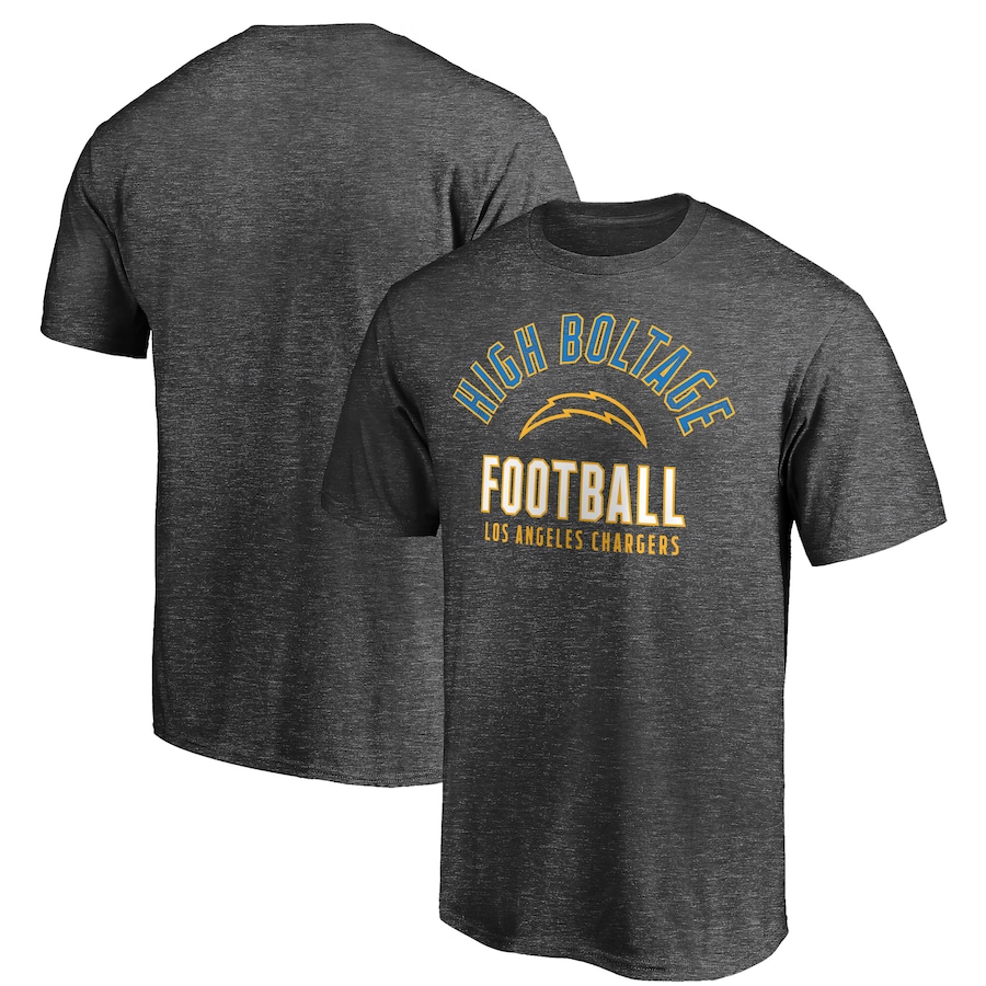Los Angeles Chargers Heathered Charcoal Hometown High Boltage T-Shirt - Man Los Angeles Chargers Heathered Charcoal Hometown High Boltage T-Shirt - Man