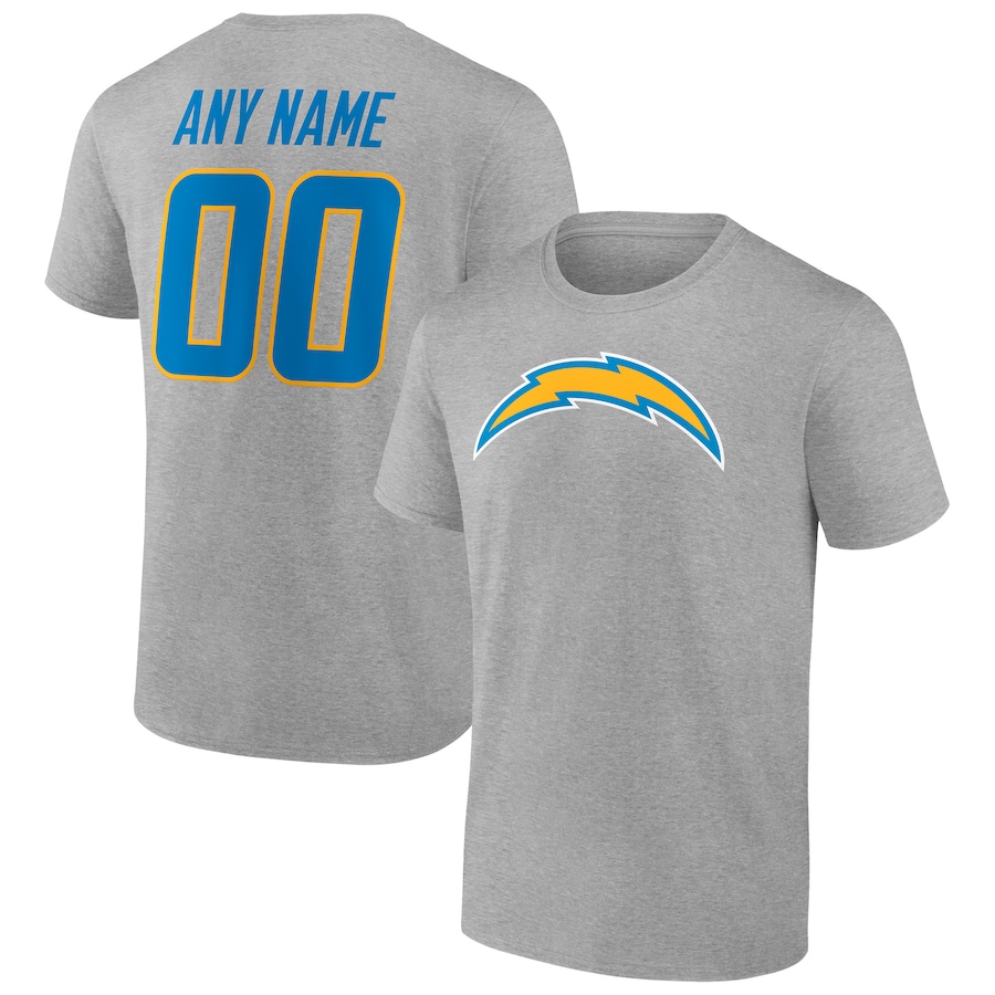 Los Angeles Chargers Heathered Gray Team Authentic Custom T-Shirt - Man Los Angeles Chargers Heathered Gray Team Authentic Custom T-Shirt - Man