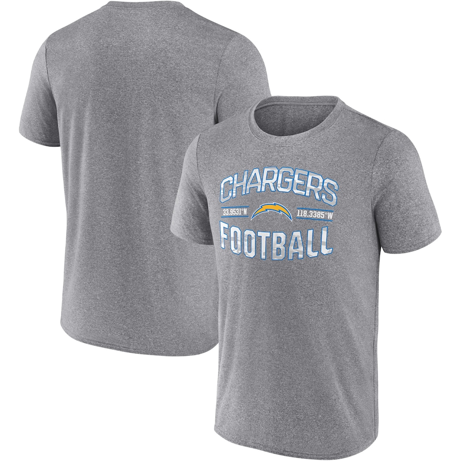 Los Angeles Chargers Heathered Gray Want To Play T-Shirt - Man Los Angeles Chargers Heathered Gray Want To Play T-Shirt - Man