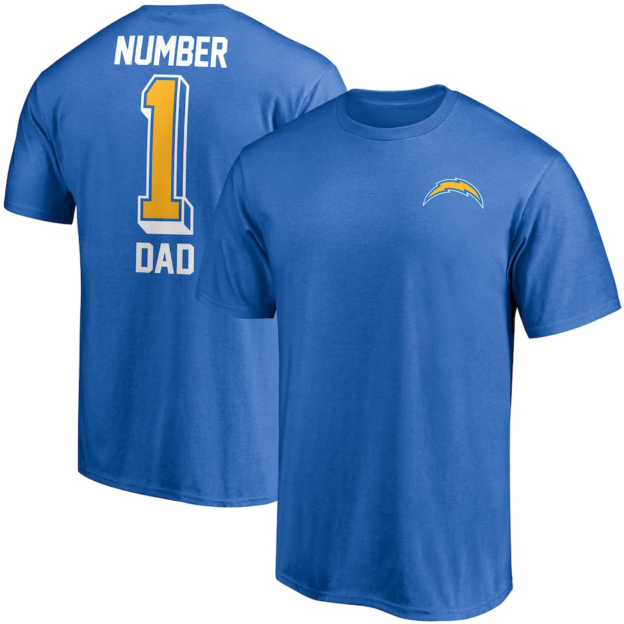 Los Angeles Chargers Powder Blue #1 Dad T-Shirt - Man Los Angeles Chargers Powder Blue #1 Dad T-Shirt - Man
