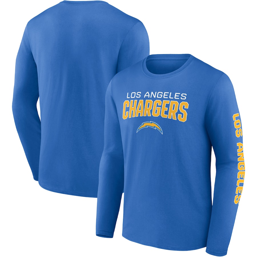 Los Angeles Chargers Powder Blue Go the Distance Long Sleeve T-Shirt - Man Los Angeles Chargers Powder Blue Go the Distance Long Sleeve T-Shirt - Man