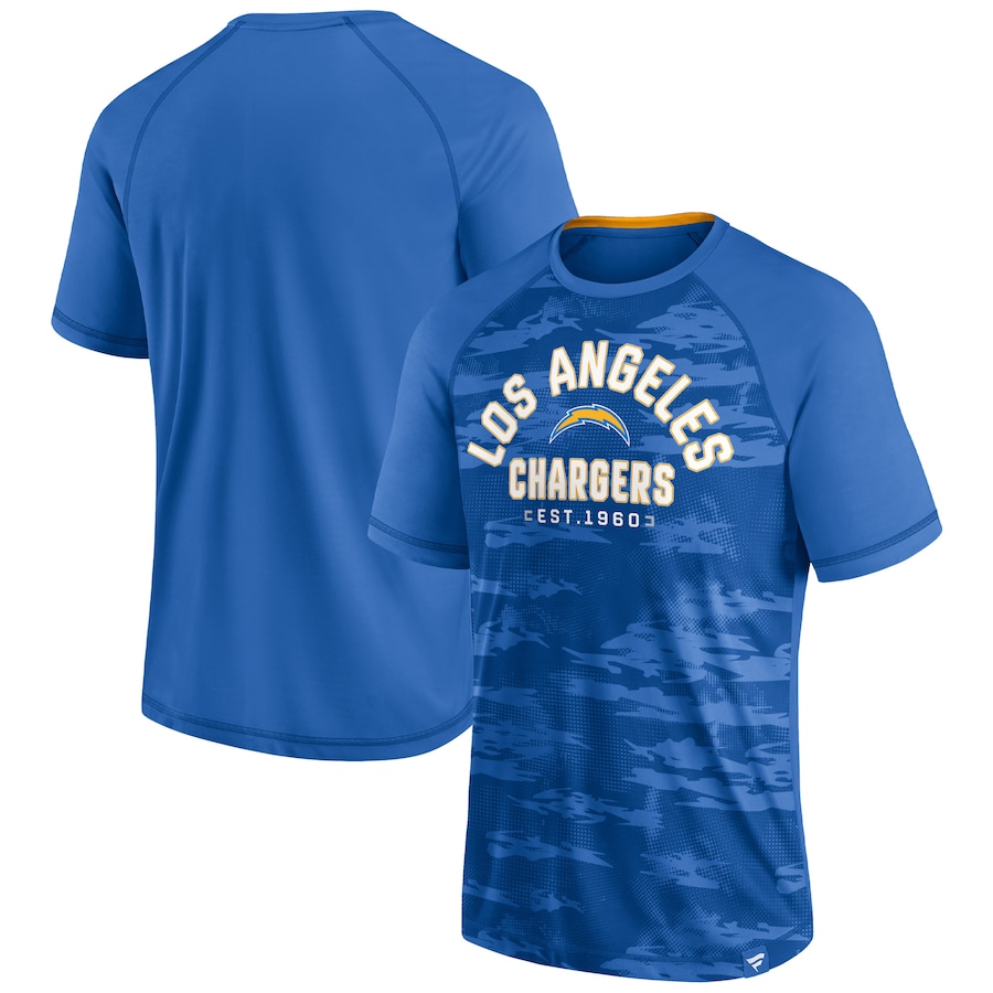Los Angeles Chargers Powder Blue Hail Mary Raglan T-Shirt - Man Los Angeles Chargers Powder Blue Hail Mary Raglan T-Shirt - Man