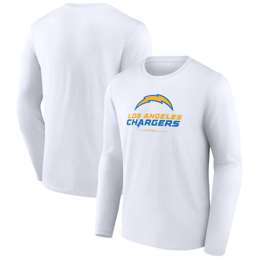 Los Angeles Chargers White Logo Team Lockup Long Sleeve T-Shirt - Man Los Angeles Chargers White Logo Team Lockup Long Sleeve T-Shirt - Man