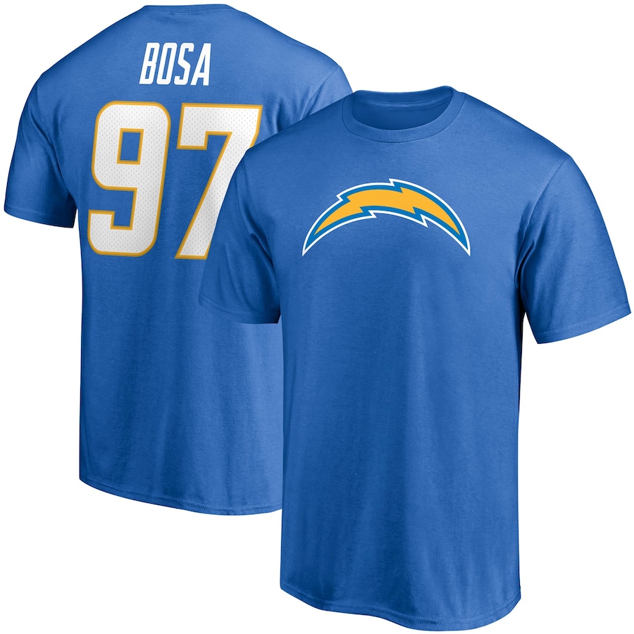Los Angeles Chargers Joey Bosa Powder Blue Player Icon Name & Number T-Shirt - Man