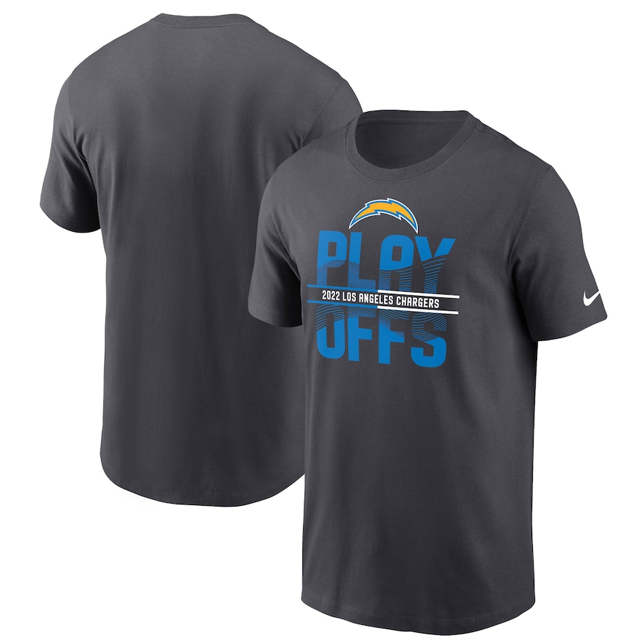Los Angeles Chargers Football Anthracite 2022 NFL Playoffs Iconic T-Shirt - Man