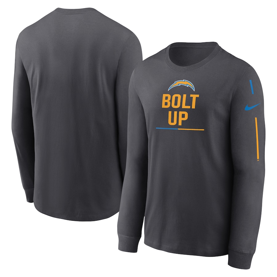Los Angeles Chargers Football Anthracite Team Slogan Long Sleeve T-Shirt - Man