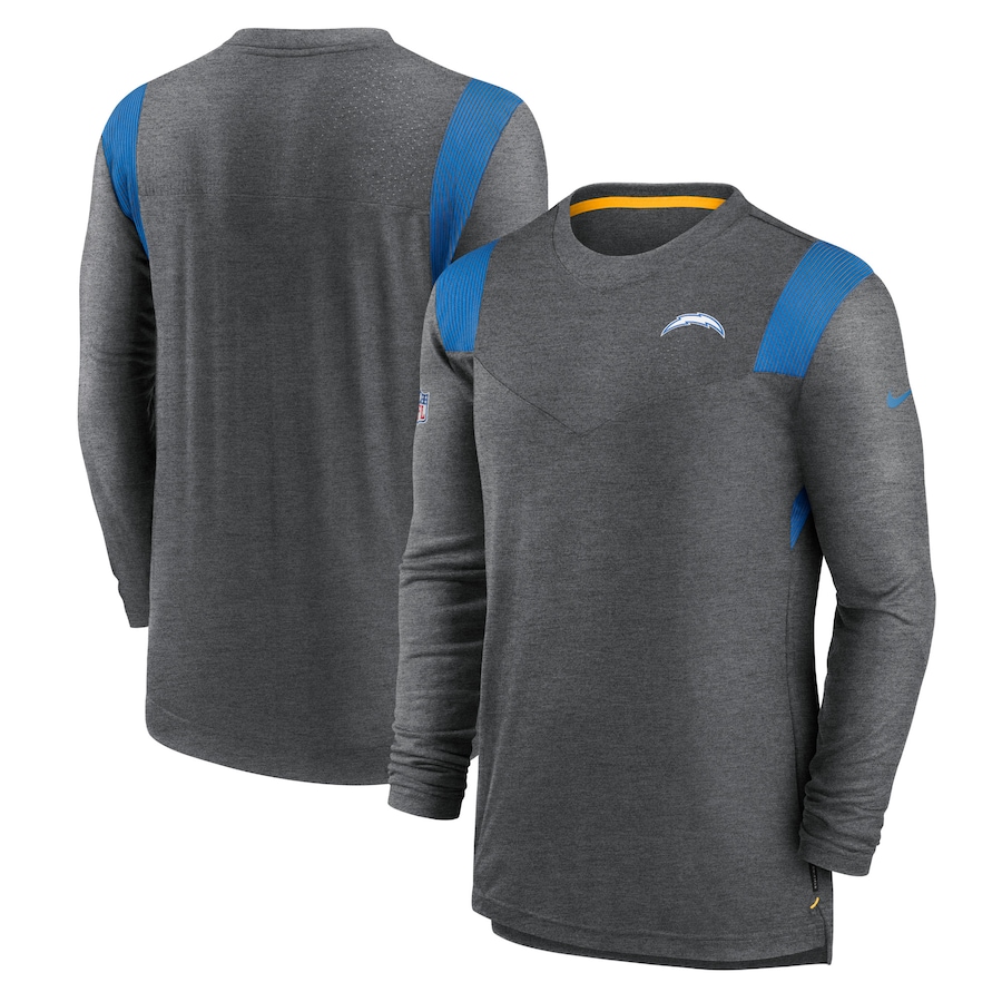 Los Angeles Chargers Football Charcoal Sideline Tonal Logo Performance Player Long Sleeve T-Shirt - Man