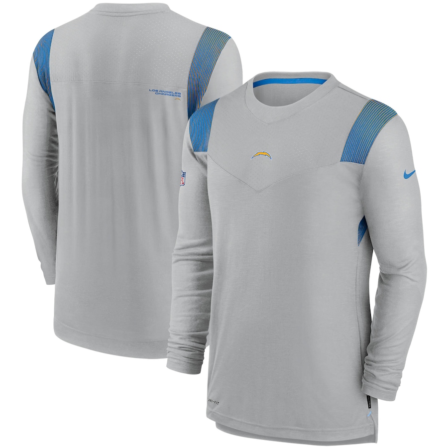 Los Angeles Chargers Football Gray Sideline Player UV Performance Long Sleeve T-Shirt - Man
