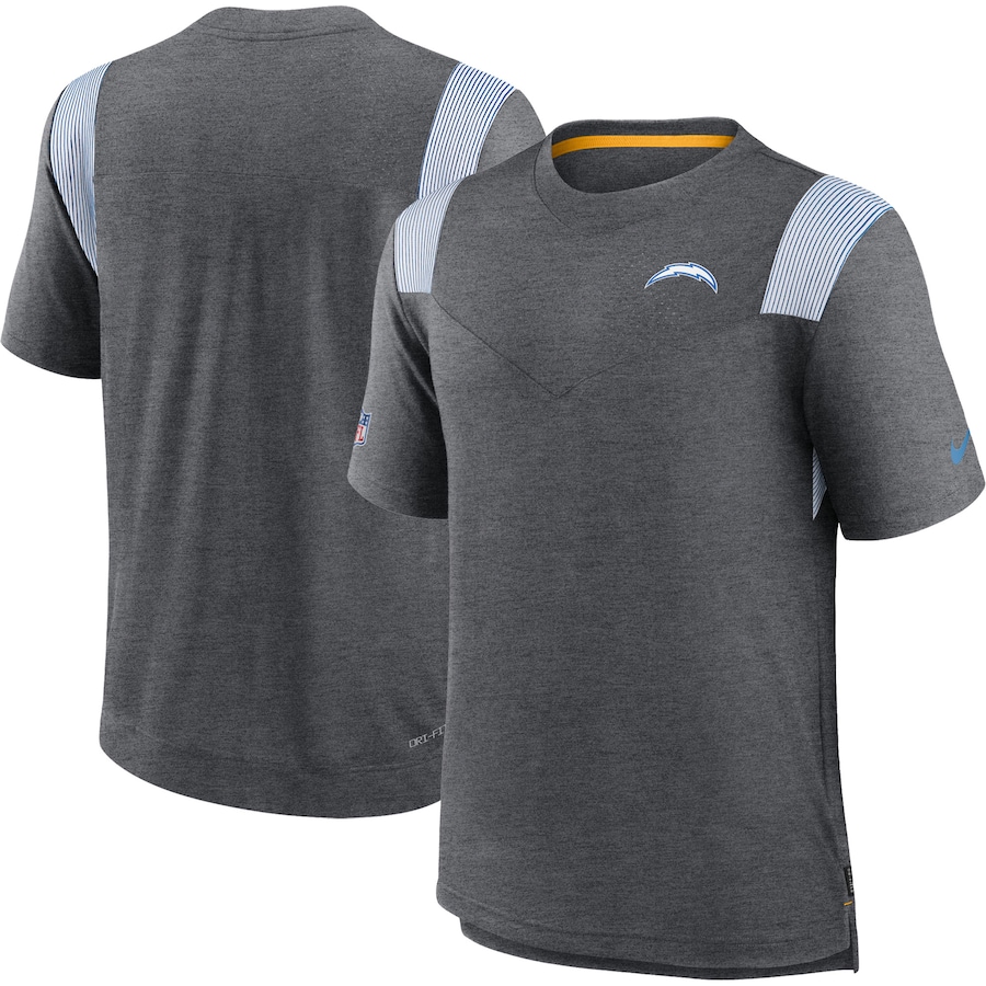 Los Angeles Chargers Football Heather Charcoal Sideline Tonal Logo Performance Player T-Shirt - Man