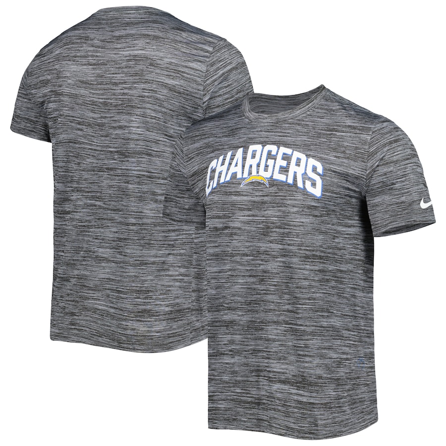 Los Angeles Chargers Football Heather Gray Sideline Velocity Athletic Stack Performance T-Shirt - Man