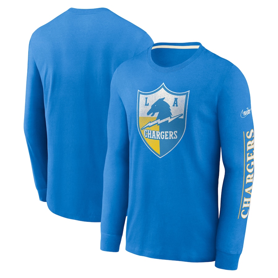 Los Angeles Chargers Football Powder Blue Fashion Tri-Blend Long Sleeve T-Shirt - Man