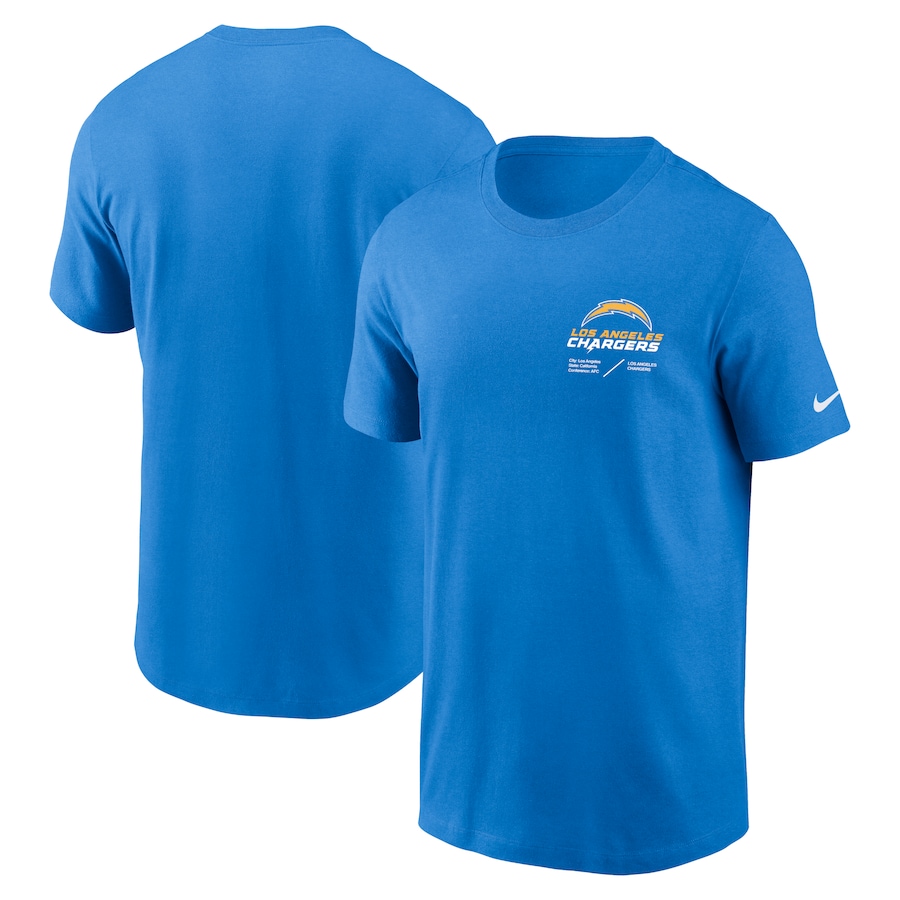 Los Angeles Chargers Football Powder Blue Sideline Infograph Lockup Performance T-Shirt - Man