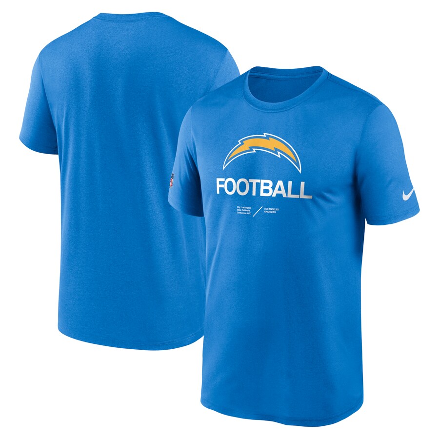 Los Angeles Chargers Football Powder Blue Sideline Infograph Performance T-Shirt - Man