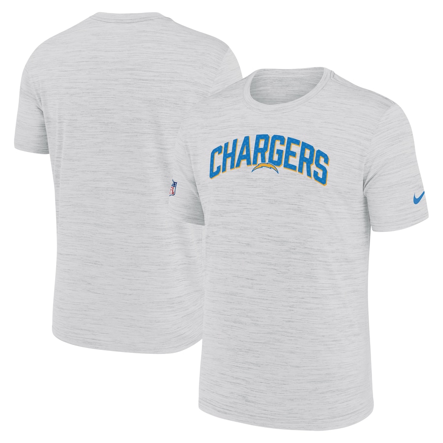 Los Angeles Chargers Football White Sideline Velocity Athletic Stack Performance T-Shirt - Man Los Angeles Chargers Football White Sideline Velocity Athletic Stack Performance T-Shirt - Man