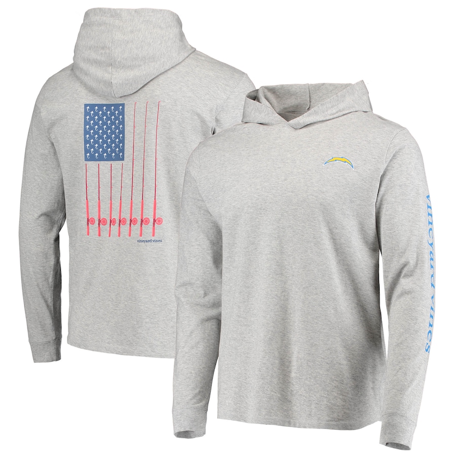 Los Angeles Chargers Vineyard Vines Heathered Gray Hoodie Long Sleeve T-Shirt - Man Los Angeles Chargers Vineyard Vines Heathered Gray Hoodie Long Sleeve T-Shirt - Man