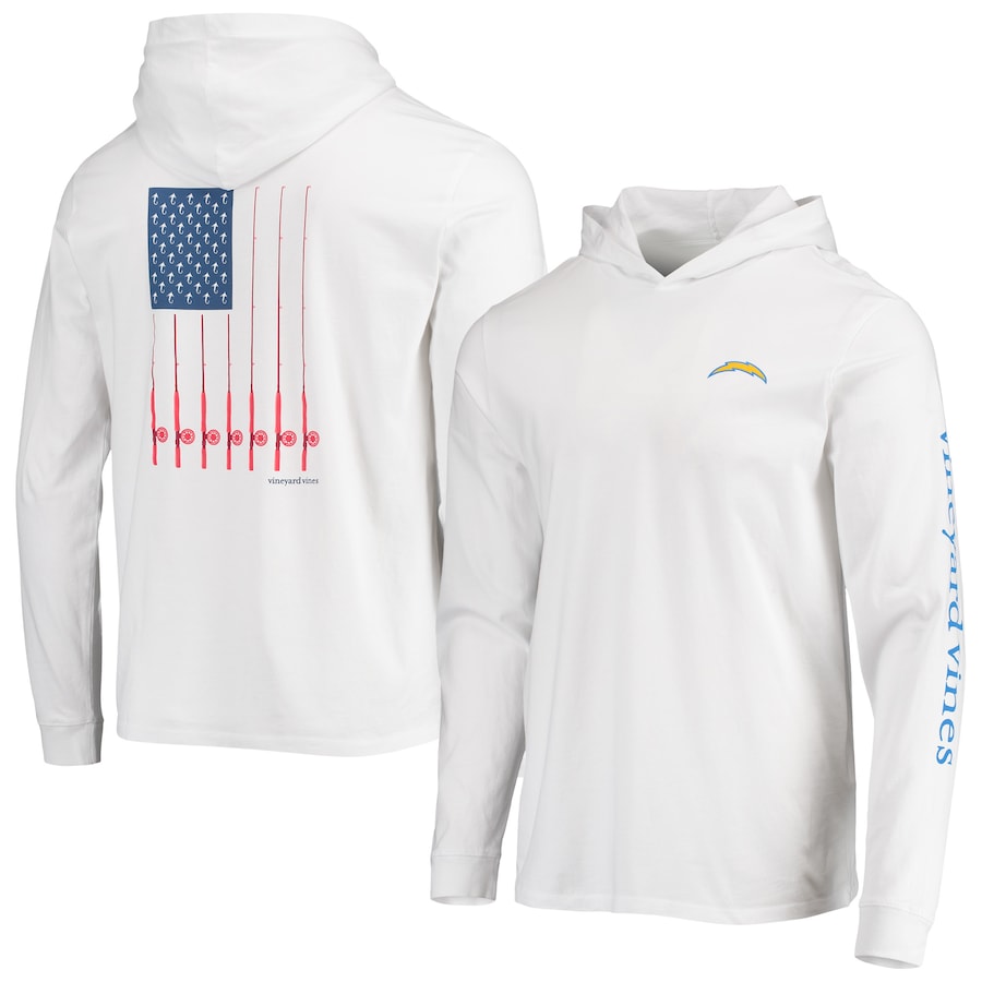 Los Angeles Chargers Vineyard Vines White Hoodie Long Sleeve T-Shirt - Man Los Angeles Chargers Vineyard Vines White Hoodie Long Sleeve T-Shirt - Man