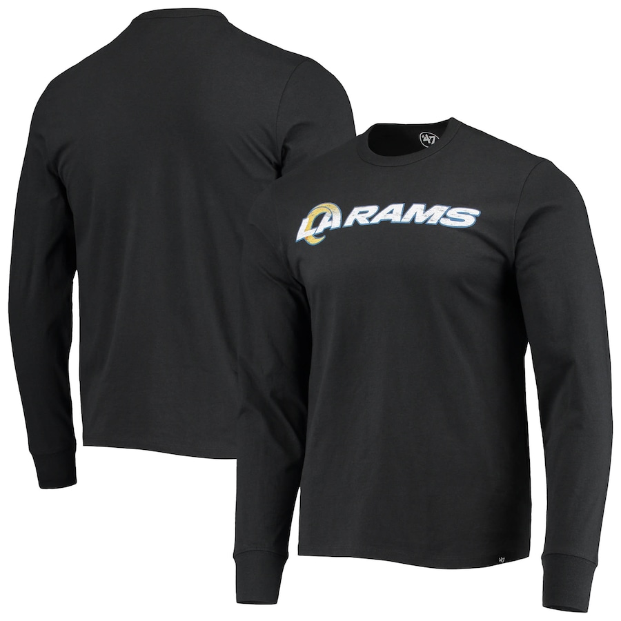Los Angeles Rams '47 Black Replay Franklin Long Sleeve T-Shirt - Man Los Angeles Rams '47 Black Replay Franklin Long Sleeve T-Shirt - Man