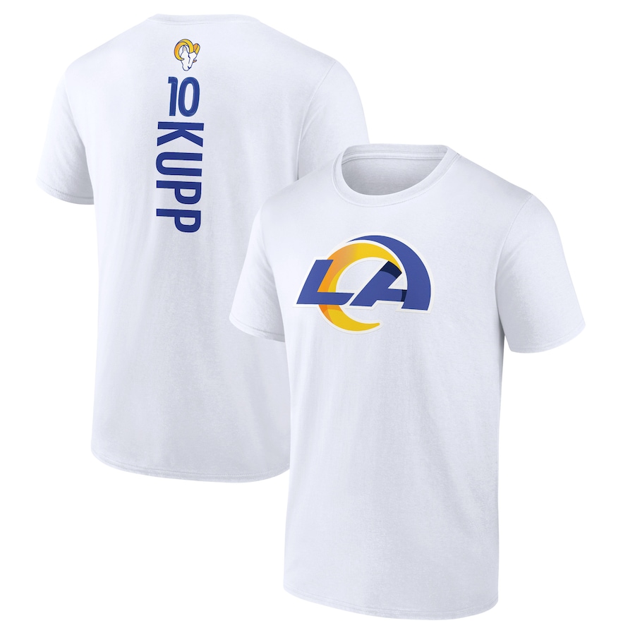 Los Angeles Rams Cooper Kupp White Playmaker T-Shirt - Man Los Angeles Rams Cooper Kupp White Playmaker T-Shirt - Man