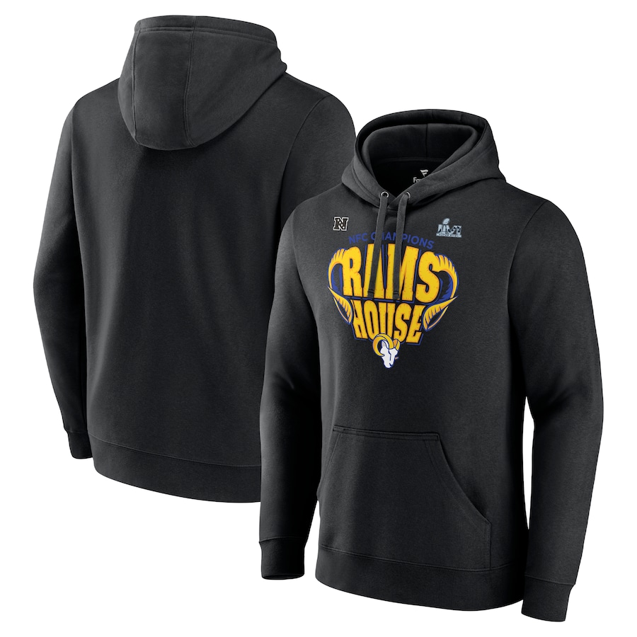 Los Angeles Rams Black 2021 NFC Champions Hometown Fitted Pullover Hoodie - Man Los Angeles Rams Black 2021 NFC Champions Hometown Fitted Pullover Hoodie - Man