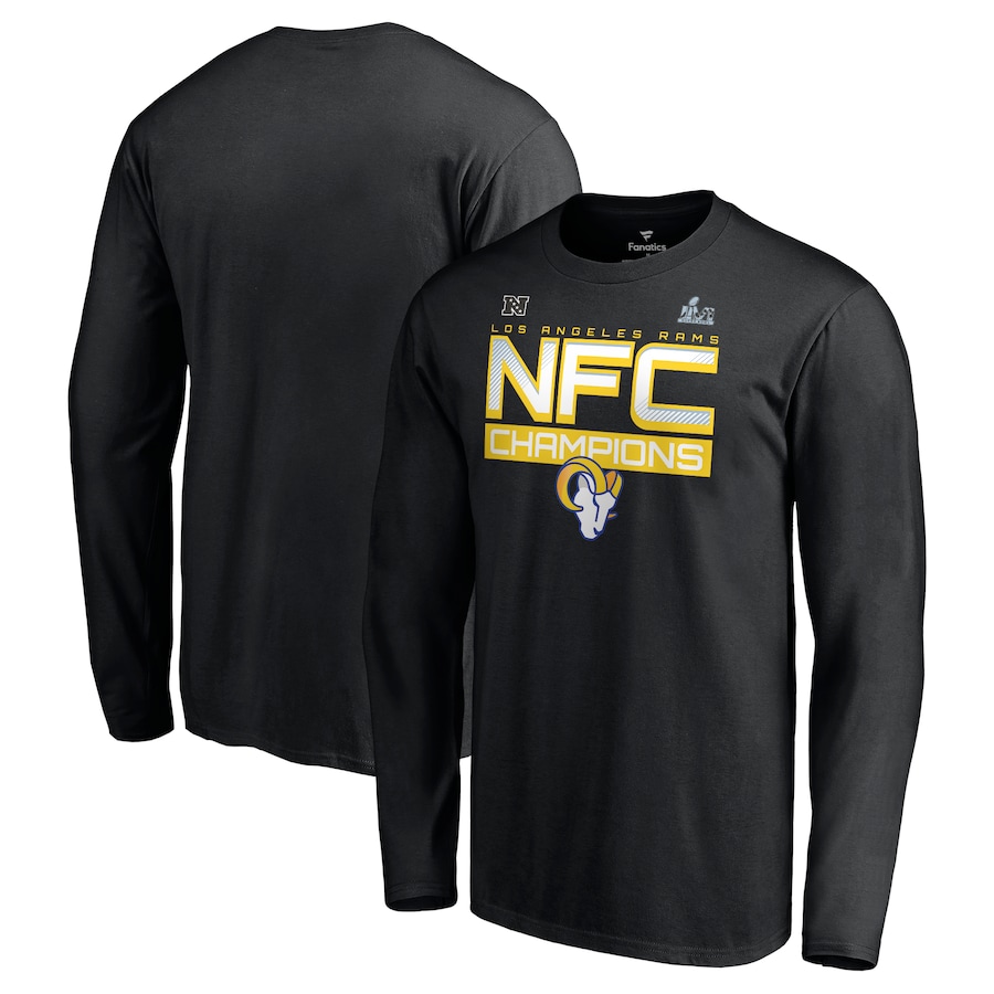 Los Angeles Rams Black 2021 NFC Champions Iconic Slant Long Sleeve T-Shirt - Man