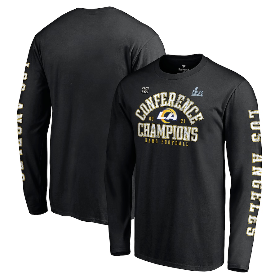 Los Angeles Rams Black 2021 NFC Champions Vintage Long Sleeve T-Shirt - Man