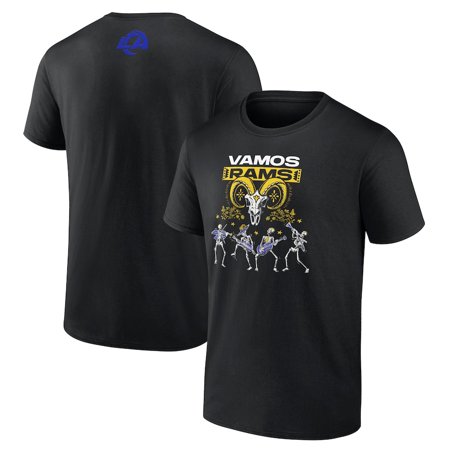 Los Angeles Rams Black Dia De Los Muertos T-Shirt - Man