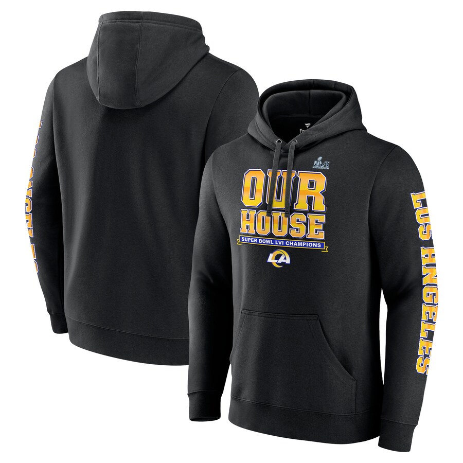 Los Angeles Rams Black Super Bowl LVI Champions Hometown Audible Fitted Pullover Hoodie - Man Los Angeles Rams Black Super Bowl LVI Champions Hometown Audible Fitted Pullover Hoodie - Man